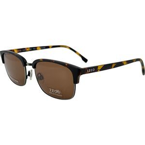 Izod IZ783 Mens Metal Clubmaster Style Sunglass Tortoise 55-18 Brown Lenses